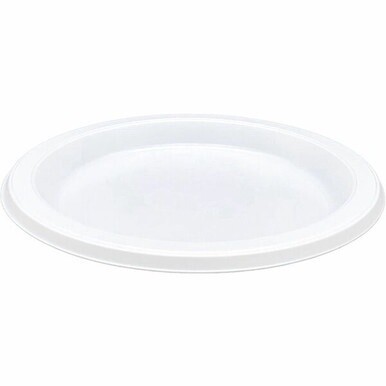 Genuine Joe Disposable Plastic Plate - Picnic, Party, Breakroom - Disposable - White - Plastic Body - Round - 8 / Carton