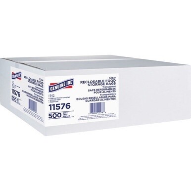Genuine Joe Food Storage Bags - 7&quot; Width x 8&quot; Length - 1.75 mil (44 Micron) Thickness - Zipper Closure - Clear - 8/Carton - 500 Per Box - Food, Beef, Poultry, Vegetables, Seafood