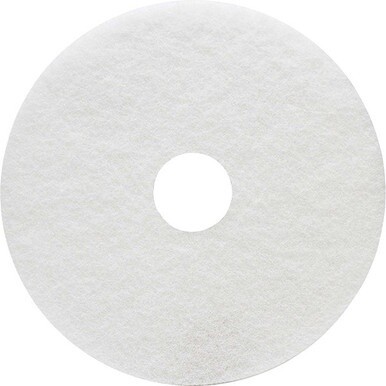 Genuine Joe Floor Cleaner Pad - 5/Carton - Round x 17&quot; Diameter - Cleaning, Scrubbing - 350 rpm to 800 rpm Speed Supported - Resilient, Flexible - White