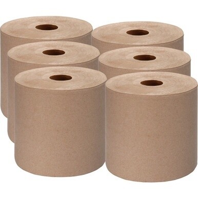 Genuine Joe Embossed Hardwound Roll Towels - 7.88&quot; x 1000 ft - 2&quot; Core - Kraft - Absorbent, Embossed, Designed - For Restroom - 6 / Carton