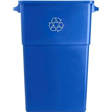 Genuine Joe 23 Gallon Recycling Container - 23 gal Capacity - Rectangular - 30" Height x 22.5" Width x 11" Depth - Blue, White - 1 Each