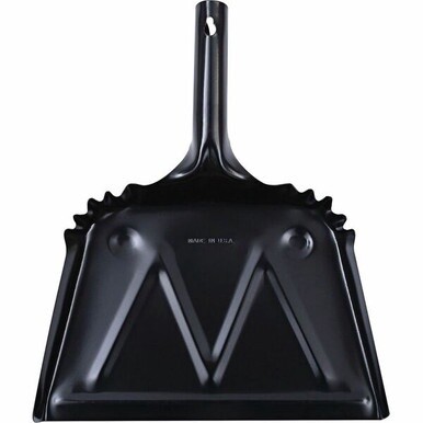 Genuine Joe Heavy-Duty Metal Dustpan - 12&quot; Wide - Steel - Black - 1 Each