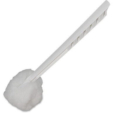 Genuine Joe Toilet Bowl Mop - 4.50&quot; Head - 12&quot; Plastic Handle - Durable, Scrubber Strip, Acid Resistant - 25 / Carton - White