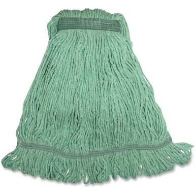 Genuine Joe Narrow Band Medium Mophead - Rayon, Cotton, Cotton - Green - 1Each