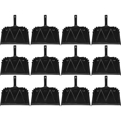 Genuine Joe Heavy-duty Metal Dustpan - 16&quot; Wide - Steel Handle - Metal Pan - Black - 12 / Carton