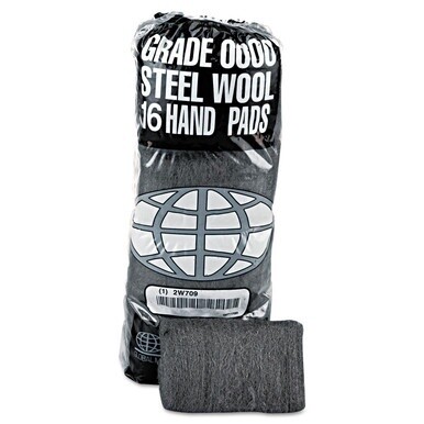 Industrial-Quality Steel Wool Hand Pads, #0000 Super Fine, Steel Gray, 16 Pads/Sleeve, 12 Sleeves/Carton