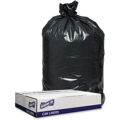 Genuine Joe Low Density Black Can Liners - 60 gal Capacity - 38" Width x 58" Length - 1.20 mil (30 Micron) Thickness - Low Density - Black - 100/Carton - Recycled