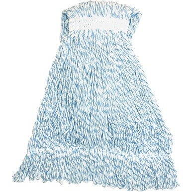 Genuine Joe Blue Stripes Hygrade Mophead - Rayon - Blue, White - 1Each