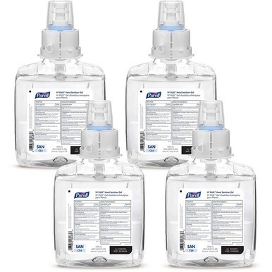 PURELL&amp;reg; VF PLUS Hand Sanitizer Gel Refill - Clean Scent - 40.6 fl oz (1200 mL) - Kill Germs, Bacteria Remover - Hand, Restaurant, Cruise Ship - Quick Drying, Fragrance-free, Dye-free, Hygienic - 4
