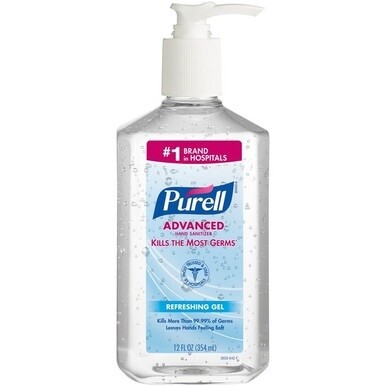 PURELL&amp;reg; Advanced Hand Sanitizer Gel - Clean Scent - 12 fl oz (354.9 mL) - Pump Bottle Dispenser - Kill Germs - Multipurpose - Moisturizing - Clear - Triclosan-free, Paraben-free, Phthalate-free - 