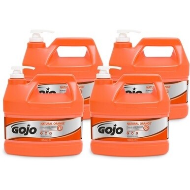 Gojo&amp;reg; Natural Orange Pumice Hand Cleaner - Fragrance-free ScentFor - 1 gal (3.8 L) - Pump Bottle Dispenser - Dirt Remover, Oil Remover, Grease Remover - Hand - White - Heavy Duty, Fast Acting - 4 