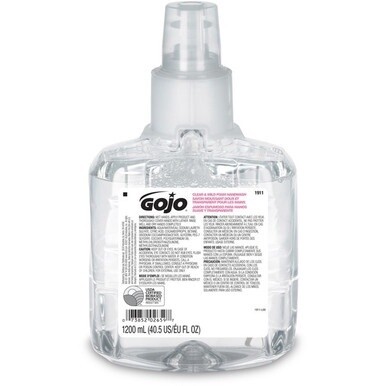 Gojo&amp;reg; LTX-12 Clear Mild Foam Handwash Refill - 40.6 fl oz (1200 mL) - Hand, Skin - Moisturizing - Clear - Fragrance-free, Dye-free, Bio-based, Rich Lather, Eco-friendly - 1 Each