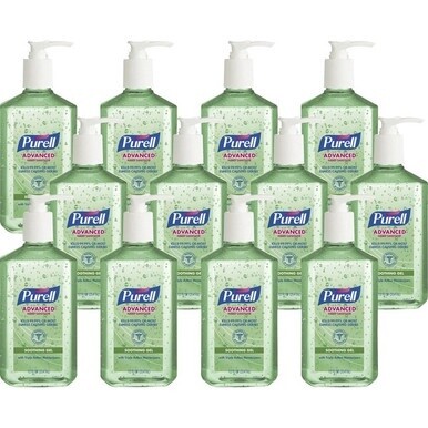 PURELL&amp;reg; Hand Sanitizer Gel - 12 fl oz (354.9 mL) - Pump Bottle Dispenser - Kill Germs - Hand, Skin - Clear - Non-sticky, Residue-free - 12 / Carton