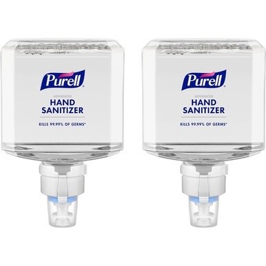 PURELL&amp;reg; Advanced Hand Sanitizer Foam Refill - Clean Scent - 40.6 fl oz (1200 mL) - Touchless Dispenser - Kill Germs - Hand - Clear - Dye-free, Bio-based - 2 / Carton