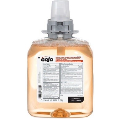 Gojo&amp;reg; FMX-12 Refill Foam Antibacterial Handwash - Fresh Fruit ScentFor - 42.3 fl oz (1250 mL) - Bacteria Remover - Hand - Antibacterial - Amber - Triclosan-free - 1 Each