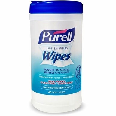 PURELL&amp;reg; Clean Scent Hand Sanitizing Wipes - Clean - White - Durable, Alcohol-free - For Hand, Multi Surface, Face - 40 Per Canister - 1 Each