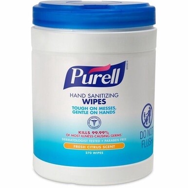 PURELL&amp;reg; Sanitizing Wipes - White - Durable, Lint-free - For Hand - 270 Per Canister - 1 Each