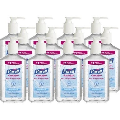 PURELL&amp;reg; Hand Sanitizer Gel - Clean Scent - 12 fl oz (354.9 mL) - Pump Bottle Dispenser - Multipurpose - Moisturizing - Clear - Triclosan-free, Paraben-free, Phthalate-free - 12 / Carton