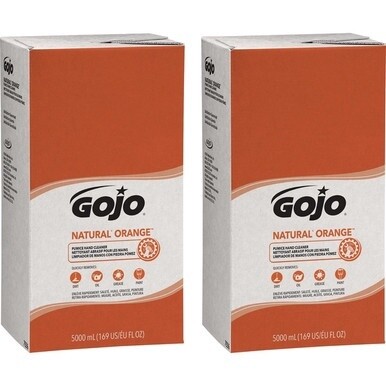 Gojo&amp;reg; Natural Orange Pumice Hand Cleaner - Citrus ScentFor - 1.3 gal (5 L) - Oil Remover, Grease Remover, Dirt Remover, Soil Remover - Hand - White - Fast Acting - 2 / Carton