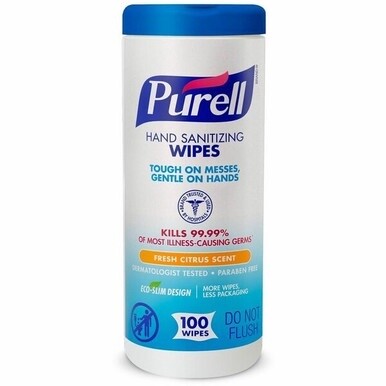 PURELL&amp;reg; Sanitizing Wipes - Fresh Citrus - White - Durable, Lint-free, Moisturizing - For Hand - 100 Per Canister - 1 Each
