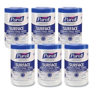 Healthcare Surface Disinfecting Wipes, 1-Ply, 7&quot; x 10&quot;, Unscented, White, 110 Wipes/Canister, 6 Canisters/Carton