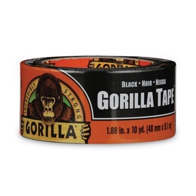Gorilla Tape, 3&quot; Core, 1.88&quot; x 10 yds, Black