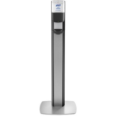 PURELL&amp;reg; MESSENGER ES6 Silver Panel Floor Stand with Dispenser - Floor Stand - Graphite, Silver