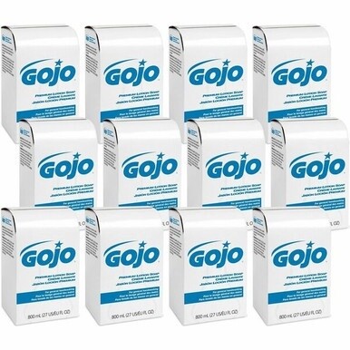 GOJO&amp;reg; Premium Lotion Hand Soap Refills, Waterfall Fragrance, 800 mL, Case Of 12 Refills - Waterfall ScentFor - 27.1 fl oz (800 mL) - Kill Germs, Bacteria Remover, Dirt Remover - Hand, Skin - Moist