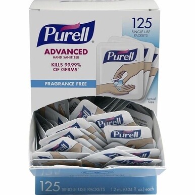 PURELL&amp;reg; Advanced Hand Sanitizer Gel - Kill Germs - Hand - Clear - Durable - 125 Pack