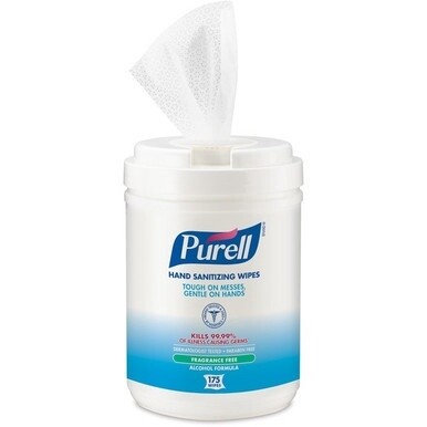 PURELL&amp;reg; Alcohol Hand Sanitizing Wipes - 6&quot; x 7&quot; - White - Pre-moistened, Durable, Lint-free, Textured, Fragrance-free, Dye-free, Non-sticky, Residue-free, Anti-septic, Hypoallergenic, Non-irritati