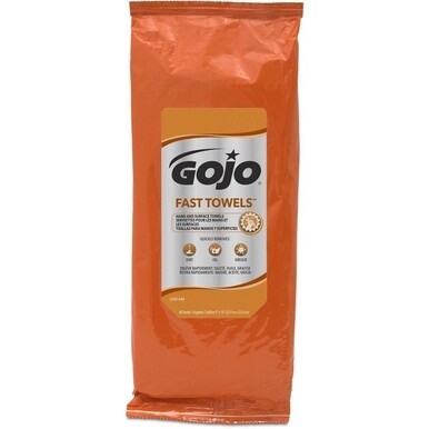 Gojo&amp;reg; Fast Towels - Fresh Citrus - 60 Sheets - Clear, Blue - Cleaning, Non-irritating, Moisturizing, Heavy Duty - For Multipurpose - 60 Per Pack - 1 / Pack
