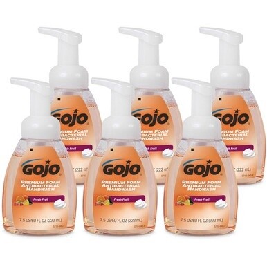 Gojo&amp;reg; Premium Foam Antibacterial Handwash - Fresh Fruit ScentFor - 7.5 fl oz (221.8 mL) - Pump Bottle Dispenser - Kill Germs - Hand - Antibacterial - Translucent Apricot - Rich Lather - 6 / Carton