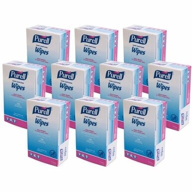 PURELL&amp;reg; On-the-go Sanitizing Hand Wipes - 5&quot; x 7&quot; - Clear - Alcohol Based, Fragrance-free - For Hand - 100 Per Box - 10 / Carton