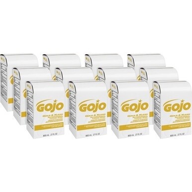 Gojo&amp;reg; Gold &amp; Klean Antimicrobial Lotion Soap - Fresh ScentFor - 27.1 fl oz (800 mL) - Dirt Remover, Bacteria Remover, Kill Germs - Antibacterial - Leak Proof, Non-clog, Bio-based - 12 / Carton