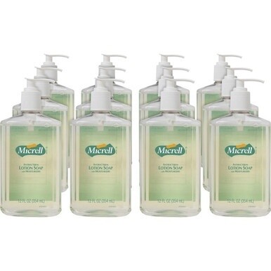 Micrell Antibacterial Lotion Soap - 12 fl oz (354.9 mL) - Pump Bottle Dispenser - Kill Germs - Hand - Antibacterial - Orange - Fast Acting, Bio-based, Non-irritating, Triclosan-free - 12 / Carton