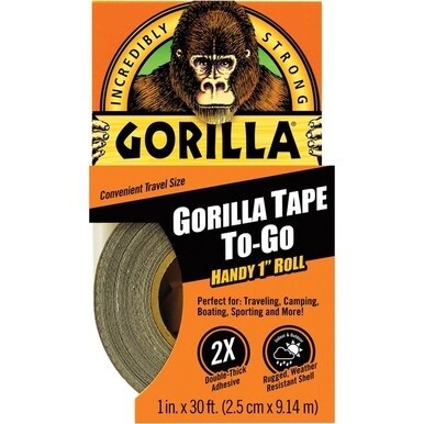 Gorilla Tape To-Go - 10 yd Length x 1&quot; Width - 1 Each - Black
