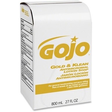 Gojo&amp;reg; Gold &amp; Klean Antimicrobial Lotion Soap - Fresh ScentFor - 27.1 fl oz (800 mL) - Bacteria Remover, Dirt Remover, Kill Germs, Residue - Hand - Antibacterial - Leak Proof, Bio-based, Non-clog -