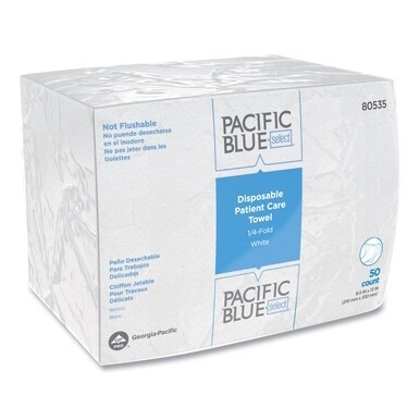 Pacific Blue Select Disposable Patient Care Washcloths, 1-Ply, 9.5 x 13, Unscented, White, 50/Pack, 20 Packs/Carton