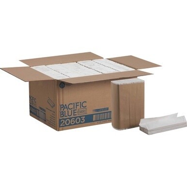 Pacific Blue Basic C-Fold Paper Towels - 10.10&quot; x 12.70&quot; - White - Absorbent, Strong - For Office Building, Washroom, Public Facilities, Lodging, Food Service - 2400 Per Carton - 10 / Carton