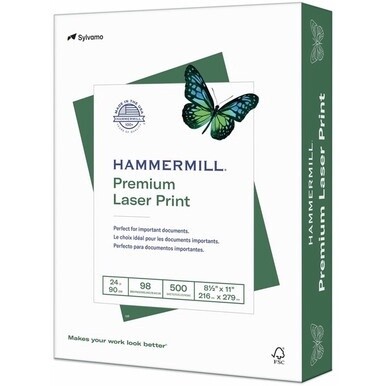 Hammermill Laser Print Paper - Letter - 8.5&quot; x 11&quot; - 24lb - Smooth - Radiant White