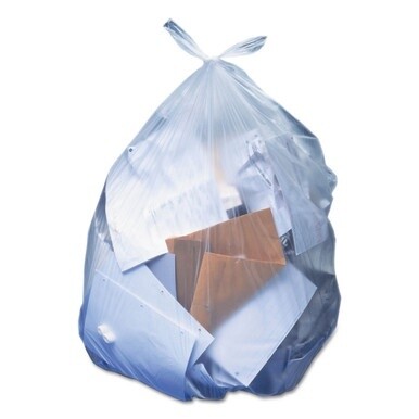 Linear Low-Density Can Liners, 33 gal, 0.65 mil, 30&quot; x 39&quot;, Clear, 250/Carton