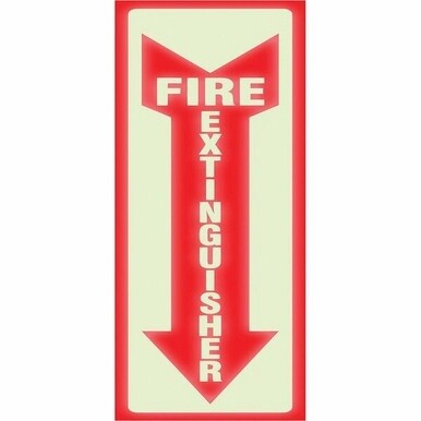 Headline Signs Glow In Dark Fire Extinguisher Sign - 1 Each - Fire Extinguisher Print/Message - 4&quot; Width13&quot; Depth - Glow-in-the-dark, Durable - White, Red