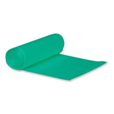 Eco Blend Max Can Liners, 60 gal, 0.8 Mil, 38" x 58", Green, 20 Bags/Roll, 5 Rolls/Carton