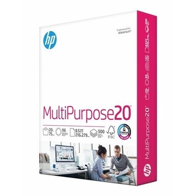 HP Papers Multipurpose20 Copy Paper - White - 96 Brightness - Letter - 8 1/2" x 11" - 20 lb Basis Weight - Smooth - 1 Ream - Quick Drying, Smear Resistant - White