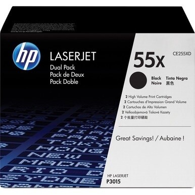 HP 55X (CE255XD) Original Laser Toner Cartridge - Dual Pack - Black - 2 / Carton - 12500 Pages