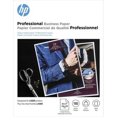 HP Laser Printer Professional Business Paper - Multi - Letter - 8 1/2" x 11" - 52 lb Basis Weight - 200 g/m&amp;#178; Grammage - Matte - 1 Each - White