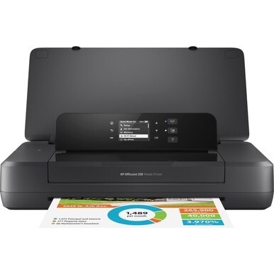 HP Officejet 200 Portable Inkjet Printer - Color - 20 ppm Mono / 19 ppm Color - 4800 x 1200 dpi Print - Manual Duplex Print - 50 Sheets Input - Wireless LAN - 500 Pages Duty Cycle - Photo Print - USB