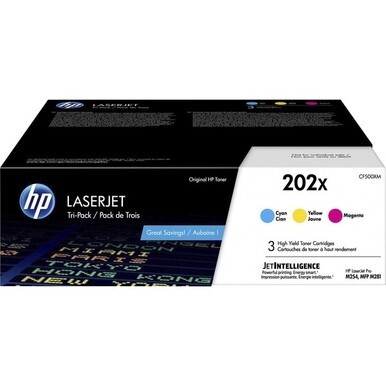 HP 202X (CF500XM) Original High Yield Laser Toner Cartridge - Multi-pack - Cyan, Magenta, Yellow - 1 Each - 2500 Pages Cyan, 2500 Pages Magenta, 2500 Pages Yellow