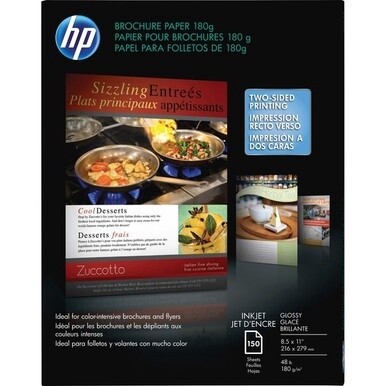 HP Glossy Brochure Inkjet Paper - Glossy - 98 Brightness - 98% Opacity - Letter - 8 1/2&quot; x 11&quot; - 48 lb Basis Weight - Glossy - 150 / Pack - Double-sided - Glossy