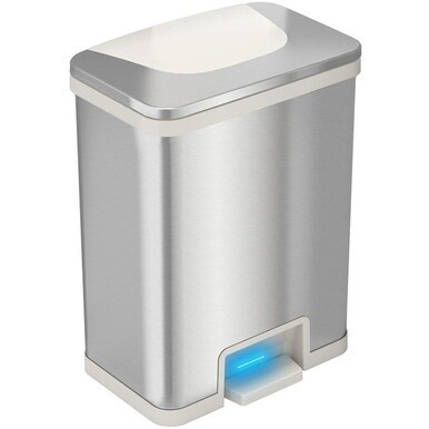 HLS Commercial 13-Gallon Pedal-Sensor Trash Can - Deodorizer - 13 gal Capacity - Rectangular - Touchless - Sensor, Smudge Resistant, Foot Pedal, Handle - 22.8&quot; Height x 16.5&quot; Width - Stainless Steel -